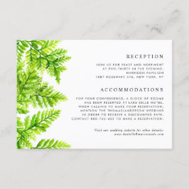 Waterverf Chartreuse Green Ferns Wedding Details Informatiekaartje