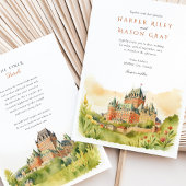 Waterverf Château Frontenac Québec City Huwelijk Kaart