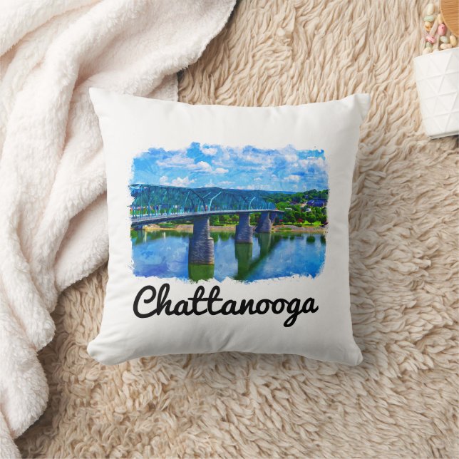 Waterverf Chattanooga Tennessee Kussen (Deken)