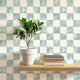 Waterverf Checkers Zee Foam Cream Geometrisch Behang