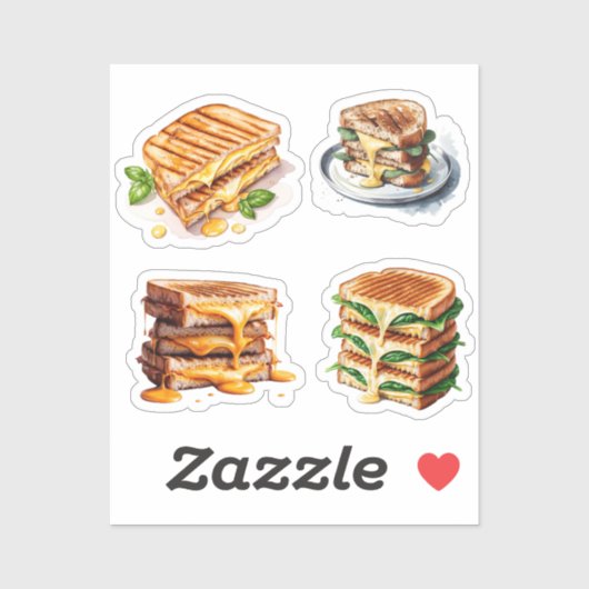 Waterverf Cheese Toasties Sticker (Vel)