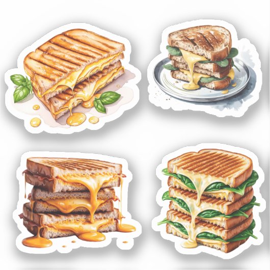 Waterverf Cheese Toasties Sticker (Voorkant)