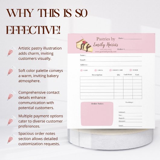 Waterverf Cheesecake Pastry Bakery-ontvangstbewijz Notitieblok