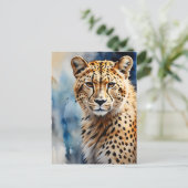 Waterverf Cheetah African Briefkaart (Staand voorkant)