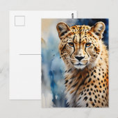 Waterverf Cheetah African Briefkaart (Voorkant / Achterkant)