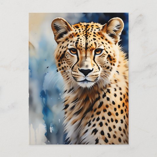 Waterverf Cheetah African Briefkaart (Voorkant)