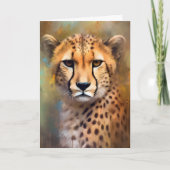 Waterverf Cheetah in het Wild Safari Portret Kaart (Voorkant)