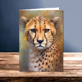 Waterverf Cheetah in het Wild Safari Portret Kaart