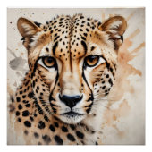 Waterverf Cheetah no 7 Poster (Voorkant)