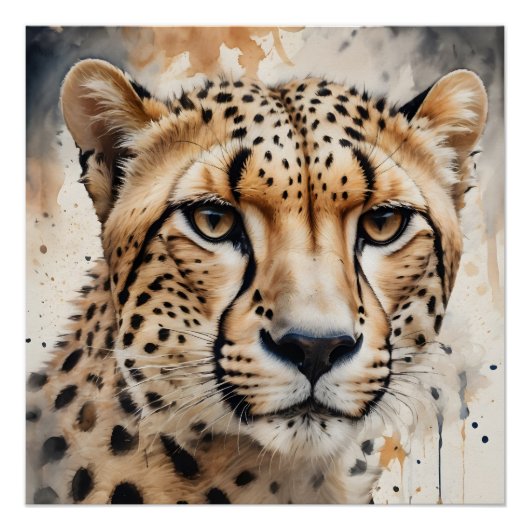 Waterverf Cheetah nr. 10 Perfect Poster (Voorkant)