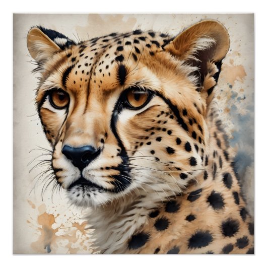 Waterverf Cheetah nr. 12 Perfect Poster (Voorkant)