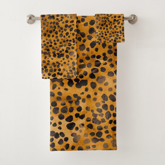 Waterverf Cheetah Print Bad Handdoek (Insitu)