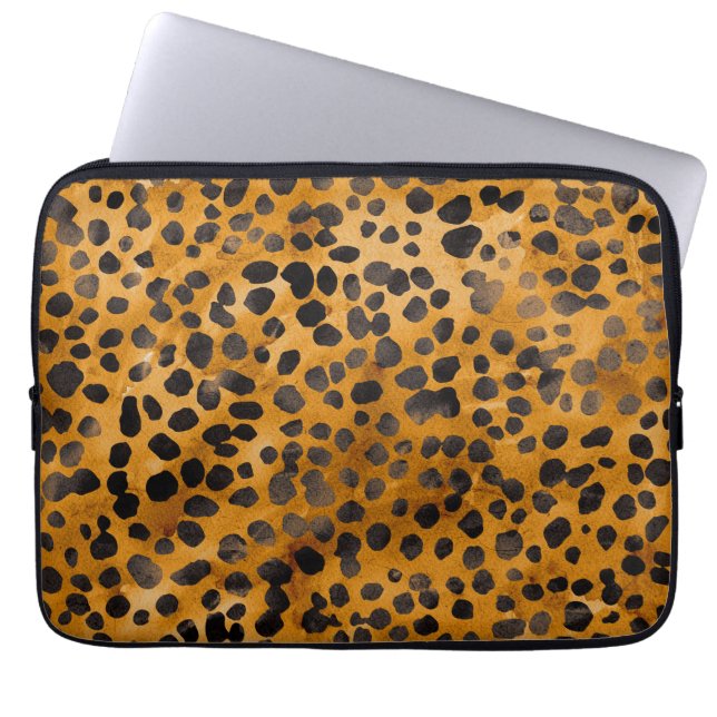 Waterverf Cheetah Print Laptop Sleeve (Voorkant)