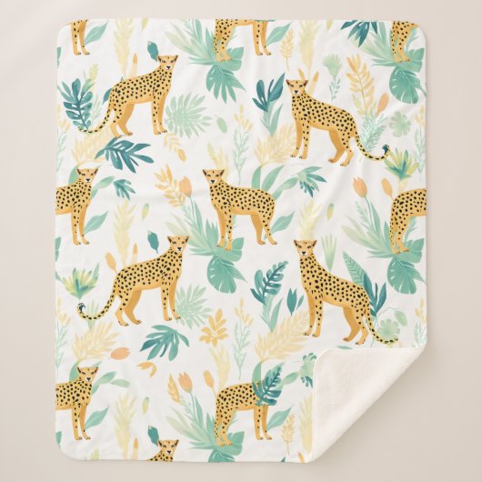 Waterverf Cheetah Sherpa Deken (Voorkant)