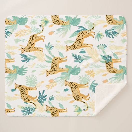 Waterverf Cheetah Sherpa Deken (Voorkant (horizontaal))
