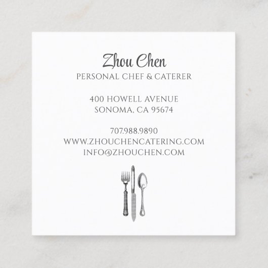 Waterverf Chef Cateraar Visitekaartje (Achterkant)