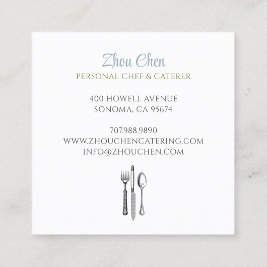 Waterverf Chef Caterer Cook's Table Visitekaartje (Achterkant)