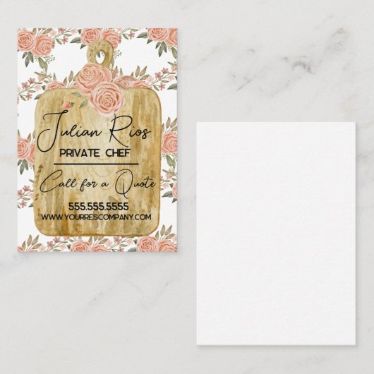 Waterverf Chef Cook Cutting Board Floral Visitekaartje (Voorkant / Achterkant)