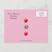 Waterverf Cherries Birthday Save the Date Aankondigingskaart (Achterkant)
