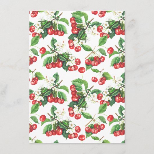 Waterverf Cherries Branches Baby shower Bingo Informatiekaartje (Achterkant)