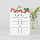 Waterverf Cherries Branches Baby shower Bingo Informatiekaartje (Staand voorkant)