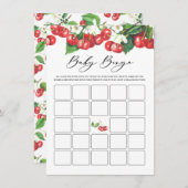 Waterverf Cherries Branches Baby shower Bingo Informatiekaartje (Voorkant / Achterkant)