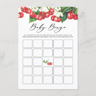 Waterverf Cherries Branches Baby shower Bingo Informatiekaartje