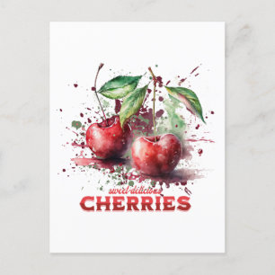 Waterverf Cherries Briefkaart