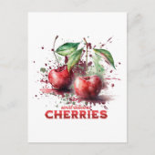 Waterverf Cherries Briefkaart (Voorkant)