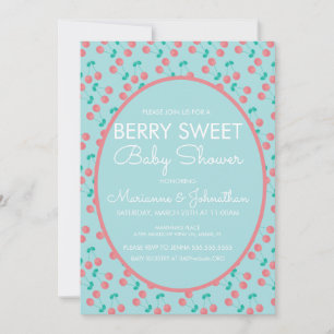 Waterverf Cherries Fruit Berry roze Baby shower Kaart