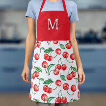 Waterverf Cherries Monogram Red Bovengroene zwarte