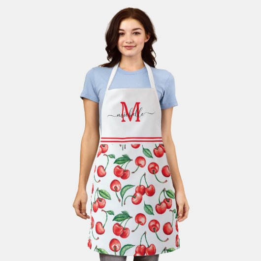 Waterverf Cherries Monogram White Schort (Gedragen)