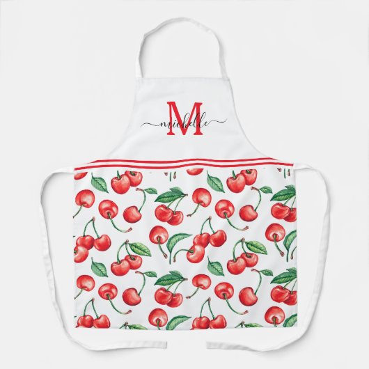 Waterverf Cherries Monogram White Schort (Voorkant)