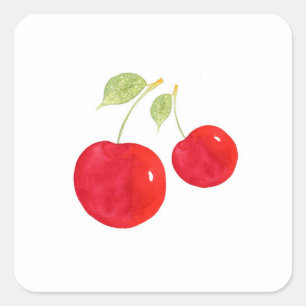 Waterverf Cherries Vierkante Sticker