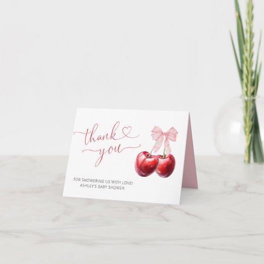 Waterverf Cherry Baby shower Bedankt (Voorkant)