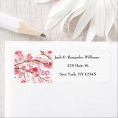 Waterverf Cherry blolossom Roze Return Address Etiket (Insitu)