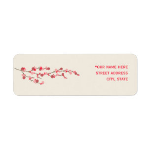 Waterverf Cherry Blossom Address Label