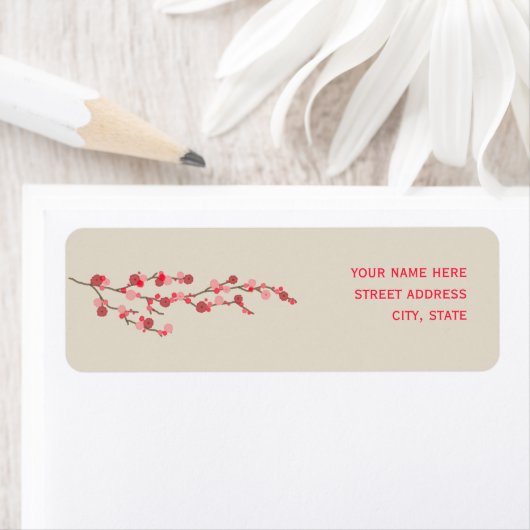 Waterverf Cherry Blossom Adreslabel Etiket (Insitu)