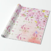 Waterverf Cherry Blossom Baby shower Cadeaupapier (Uitgerold)