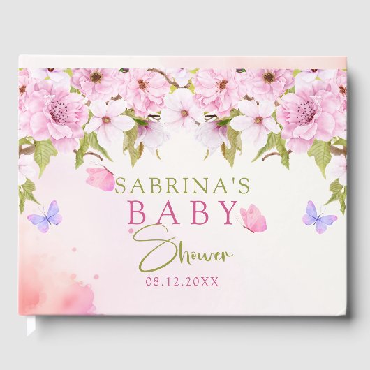 Waterverf Cherry Blossom Baby shower Gastenboek (Voorkant)
