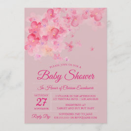 Waterverf Cherry Blossom Baby shower Uitnodiging