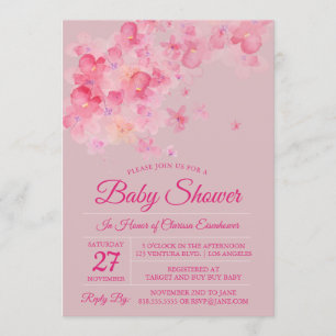 Waterverf Cherry Blossom Baby shower Uitnodiging