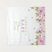 Waterverf Cherry Blossom Baby shower Wandkleed (Voorkant (horizontaal))