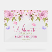 Waterverf Cherry Blossom Baby shower Welkom Acryl Bord (Voorkant)