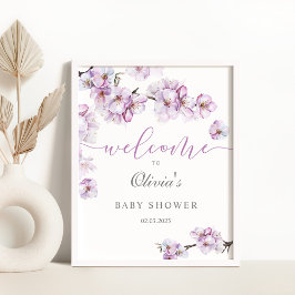 Waterverf cherry blossom baby shower welkomstteken poster