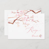 Waterverf Cherry Blossom Bat Mitzvah ✡ RSVP Kaartje (Voorkant / Achterkant)