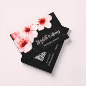 Waterverf Cherry Blossom Black Marble | Qr-code Visitekaartje