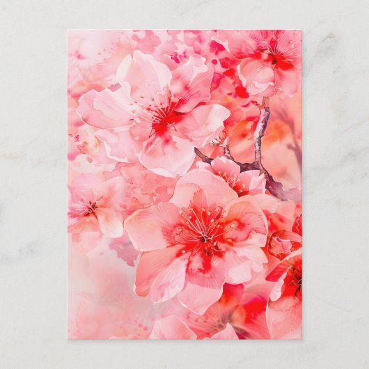 Waterverf Cherry Blossom Bliss Aankondigingskaart (Voorkant)