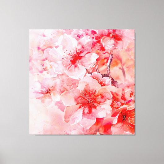Waterverf Cherry Blossom Bliss Canvas Afdruk (Voorkant)