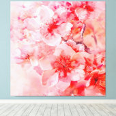 Waterverf Cherry Blossom Bliss Canvas Afdruk (Insitu (Houten vloer))